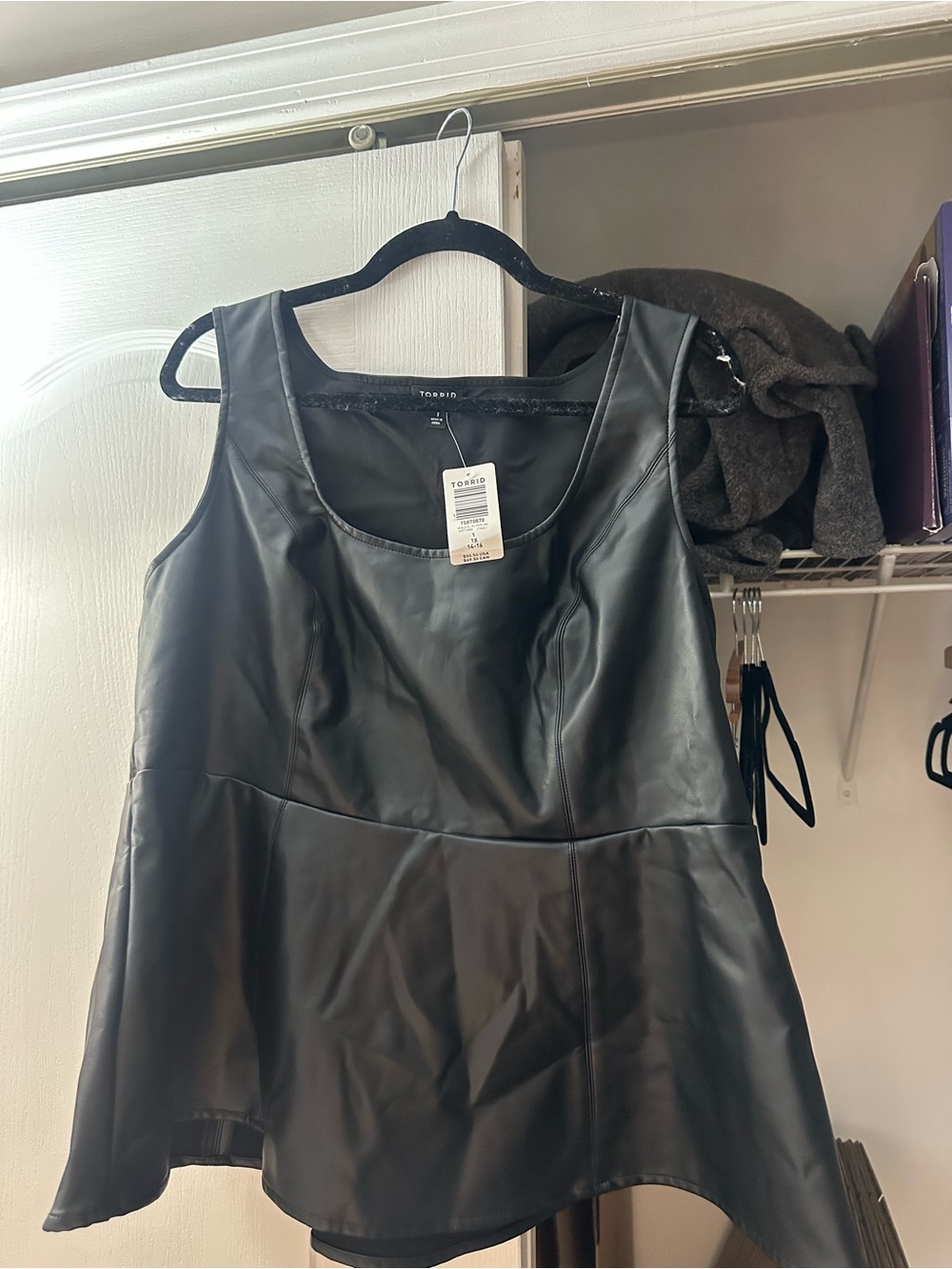 torrid Black Faux Leather Peplum Top